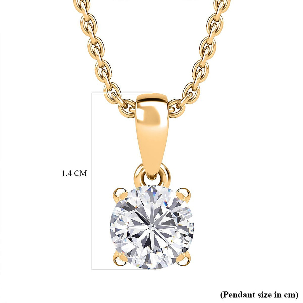 Moissanite Pendant with Chain (Size - 20) in 18K Vermeil Yellow Gold Plated Sterling Silver