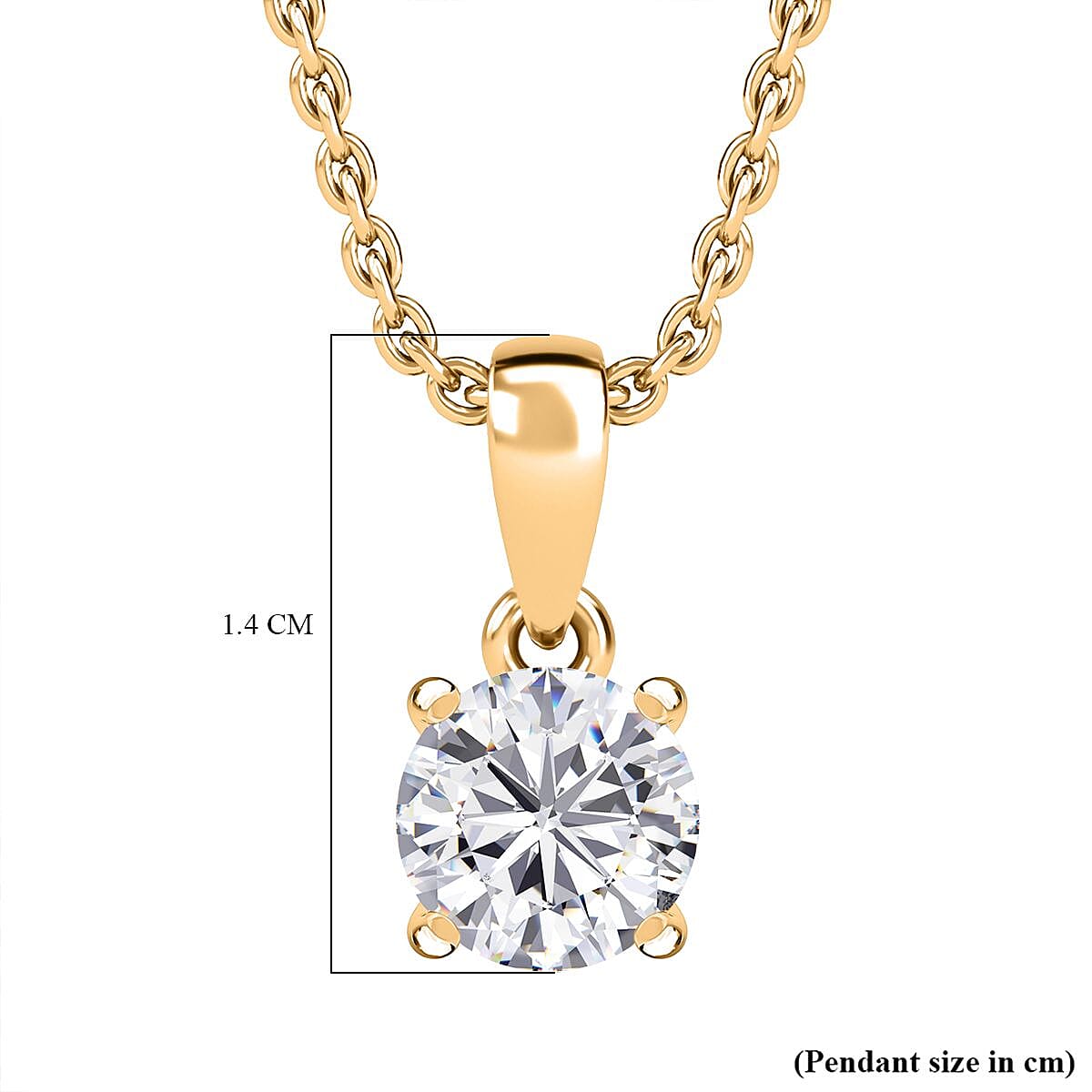 Moissanite Pendant with Chain (Size - 20) in 18K Vermeil Yellow Gold Plated Sterling Silver V32737800 6