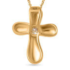 Moissanite Cross Pendant with Chain (Size 20) in 18K YG Vermeil Plated Sterling Silver