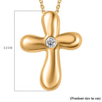 Moissanite Cross Pendant with Chain (Size 20) in 18K YG Vermeil Plated Sterling Silver