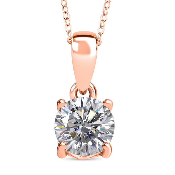 Moissanite Solitaire set(cp) in 18K Rose Gold Vermeil Sterling Silver 4357438 1