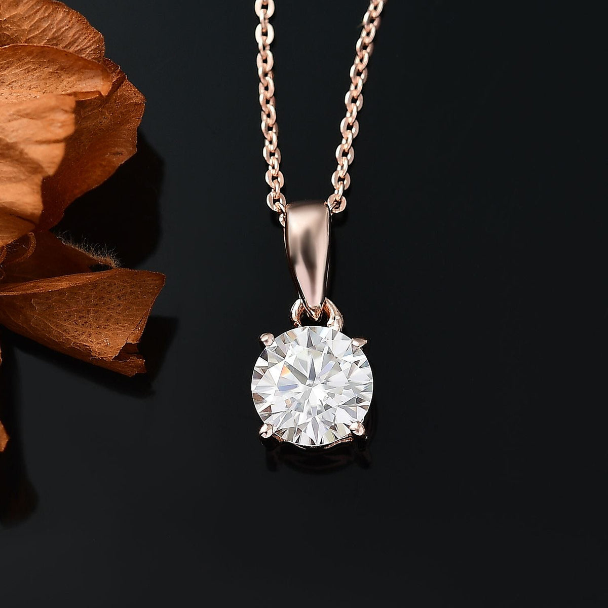 Moissanite Solitaire set(cp) in 18K Rose Gold Vermeil Sterling Silver 4357438 3