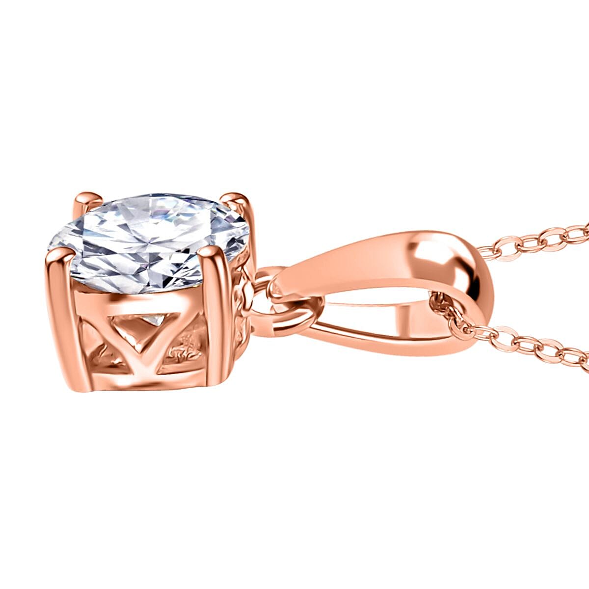 Moissanite Solitaire set(cp) in 18K Rose Gold Vermeil Sterling Silver 4357438 4