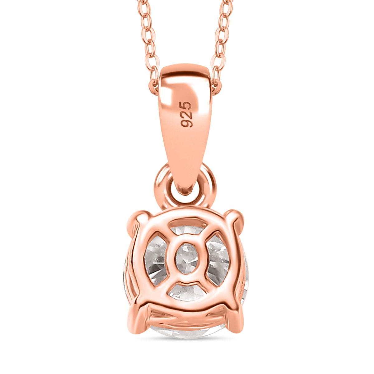 Moissanite Solitaire set(cp) in 18K Rose Gold Vermeil Sterling Silver 4357438 5