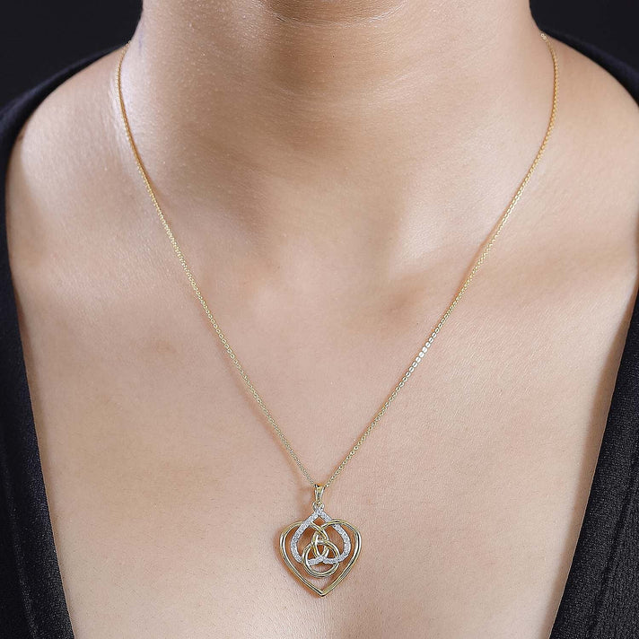 Moissanite Interlocked Hearts Pendant with Chain (Size 20) in 18K Vermeil Yellow Gold Plated Sterling Silver 4304376 2