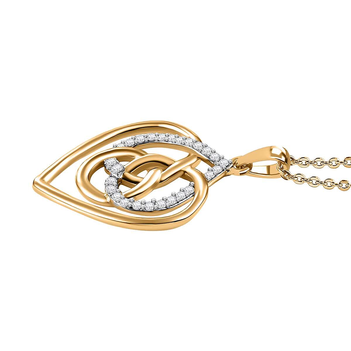 Moissanite Interlocked Hearts Pendant with Chain (Size 20) in 18K Vermeil Yellow Gold Plated Sterling Silver V32710574 4