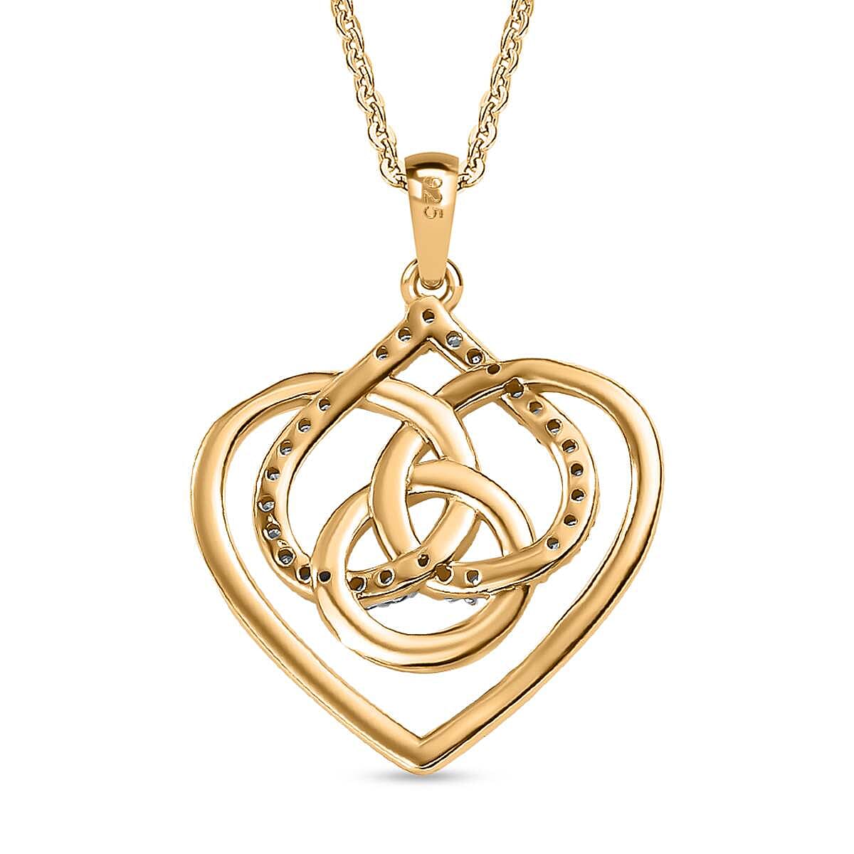 Moissanite Interlocked Hearts Pendant with Chain (Size 20) in 18K Vermeil Yellow Gold Plated Sterling Silver V32710574 5