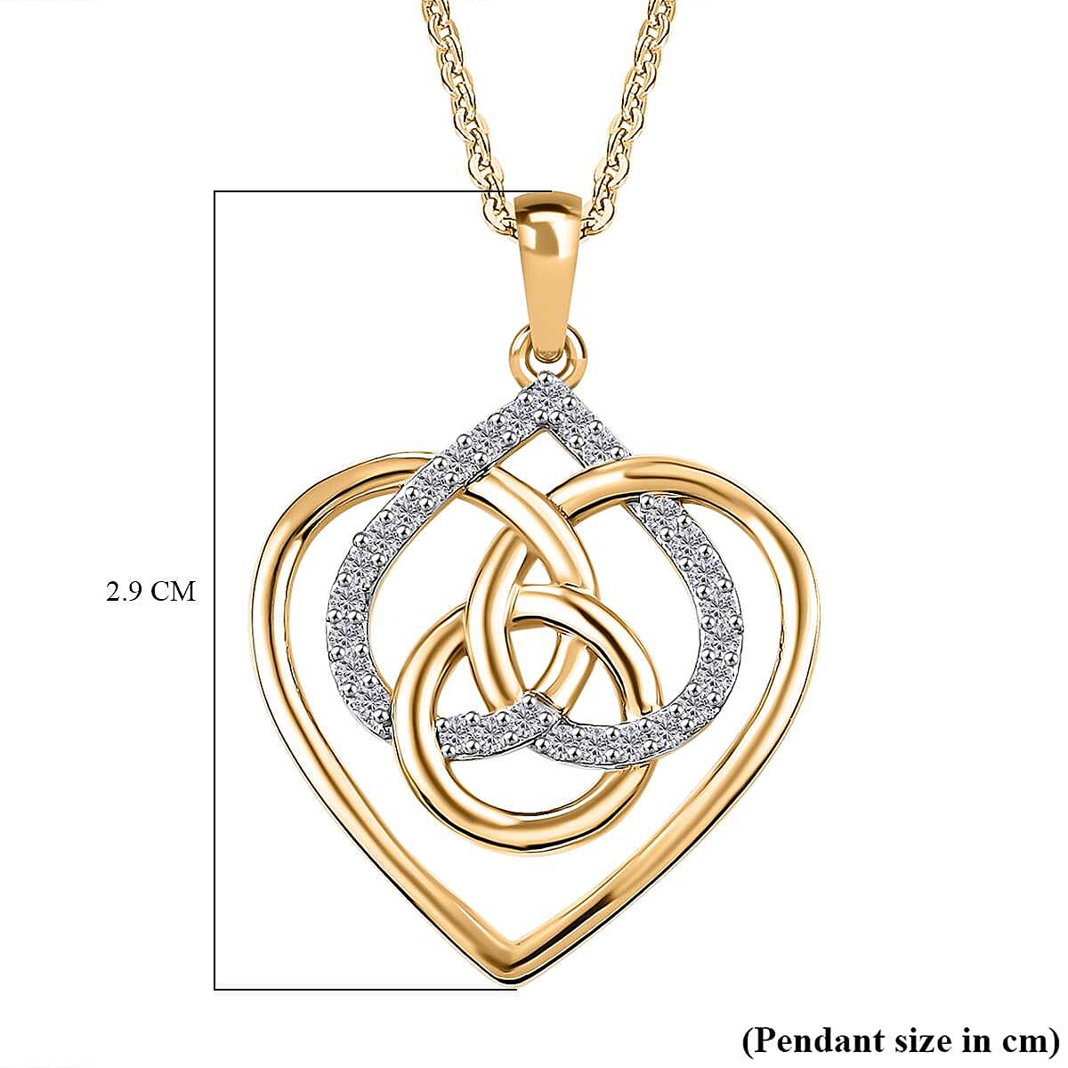 Moissanite Interlocked Hearts Pendant with Chain (Size 20) in 18K Vermeil Yellow Gold Plated Sterling Silver V32710574 6
