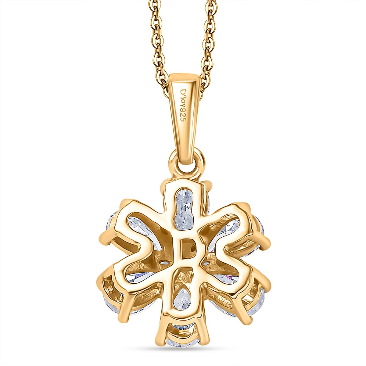 D'Joy Moissanite Floral Pendant with Chain (Size 20) in Yellow Gold Plated Sterling Silver 1.31 Ct. 4417532 5