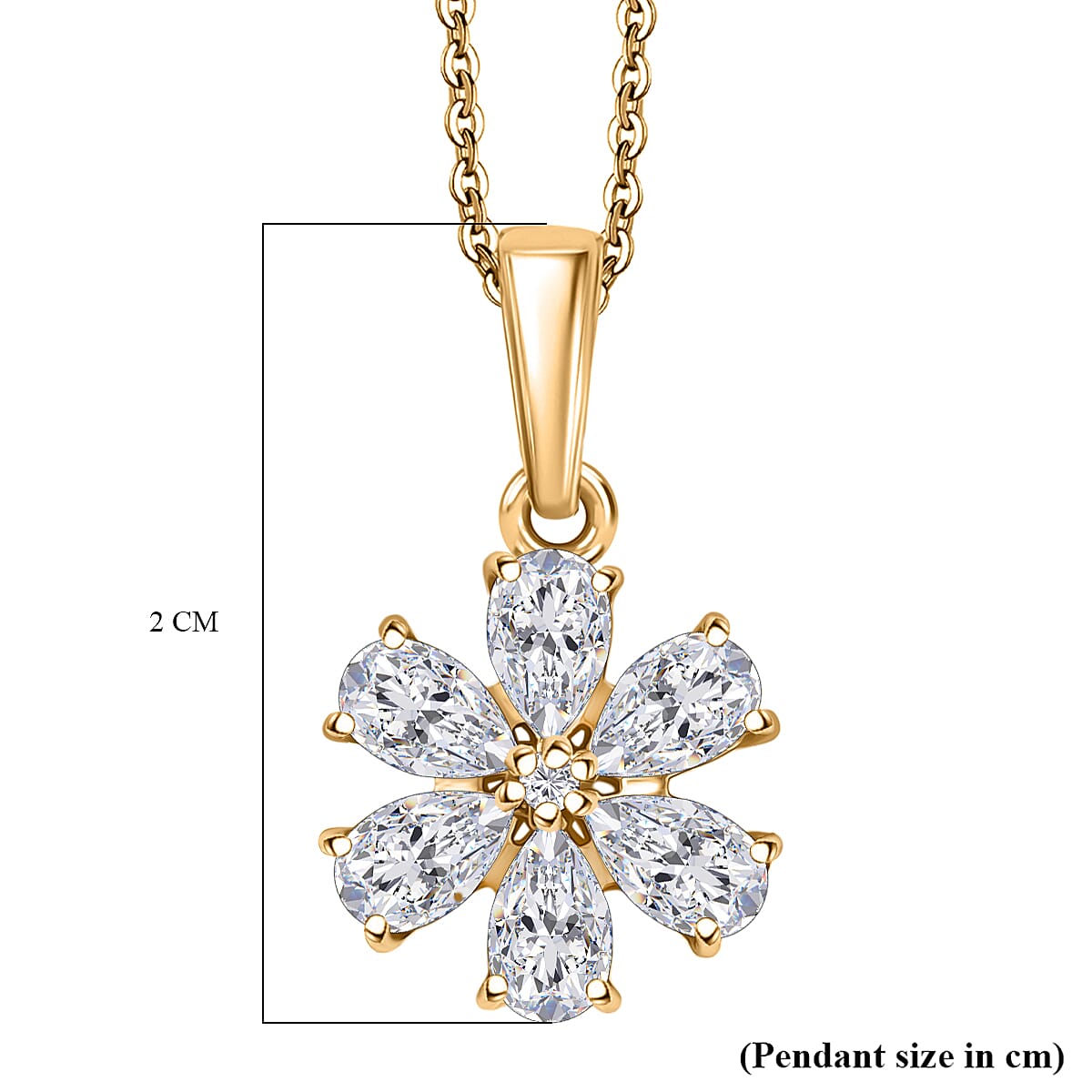 D'Joy Moissanite Floral Pendant with Chain (Size 20) in Yellow Gold Plated Sterling Silver 1.31 Ct. 4417532 6