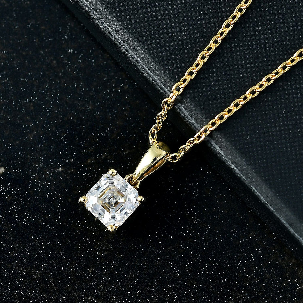 Moissanite Pendant with Chain (Size 20) in 18K YG Plating Sterling Silver  1.200  Ct.