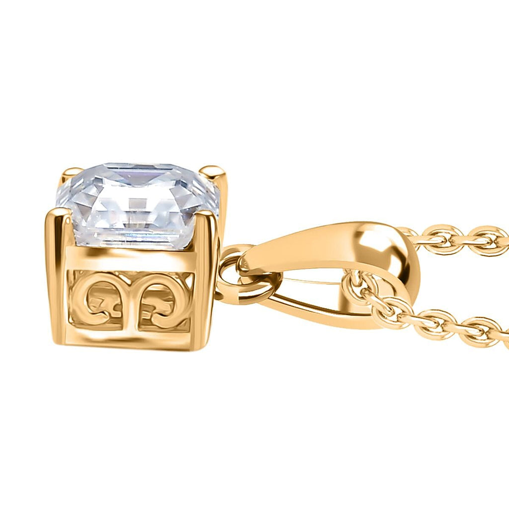 Moissanite Pendant with Chain (Size 20) in 18K YG Plating Sterling Silver  1.200  Ct.