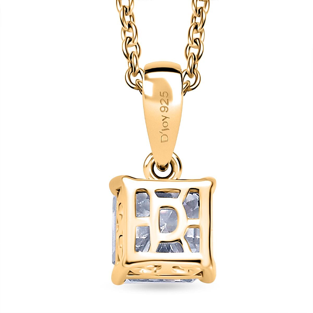Moissanite Asscher-Cut Solitaire Pendant with Chain (Size 20) in Yellow Gold Plated Sterling Silver 1.16 Ct. 4417977 5