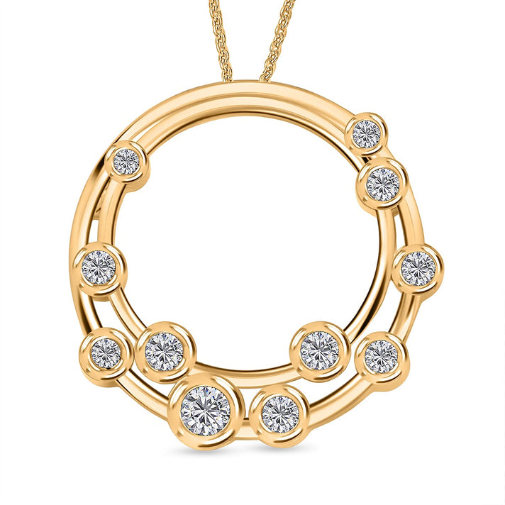 Moissanite Circle set(cp) in 18K Yellow Gold Sterling Silver 4439775 1