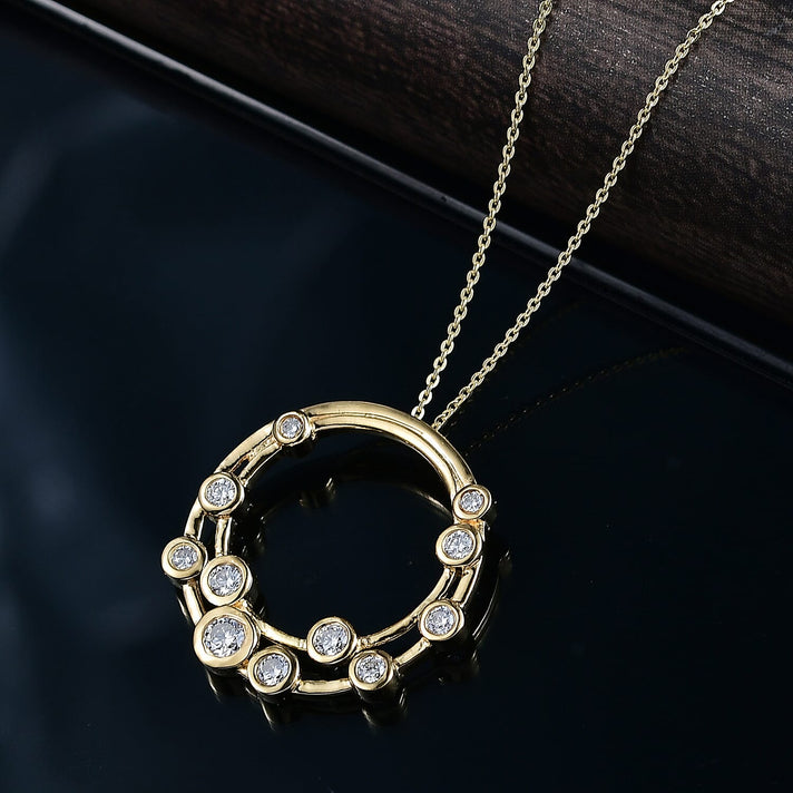 Moissanite Circle set(cp) in 18K Yellow Gold Sterling Silver 4439775 2