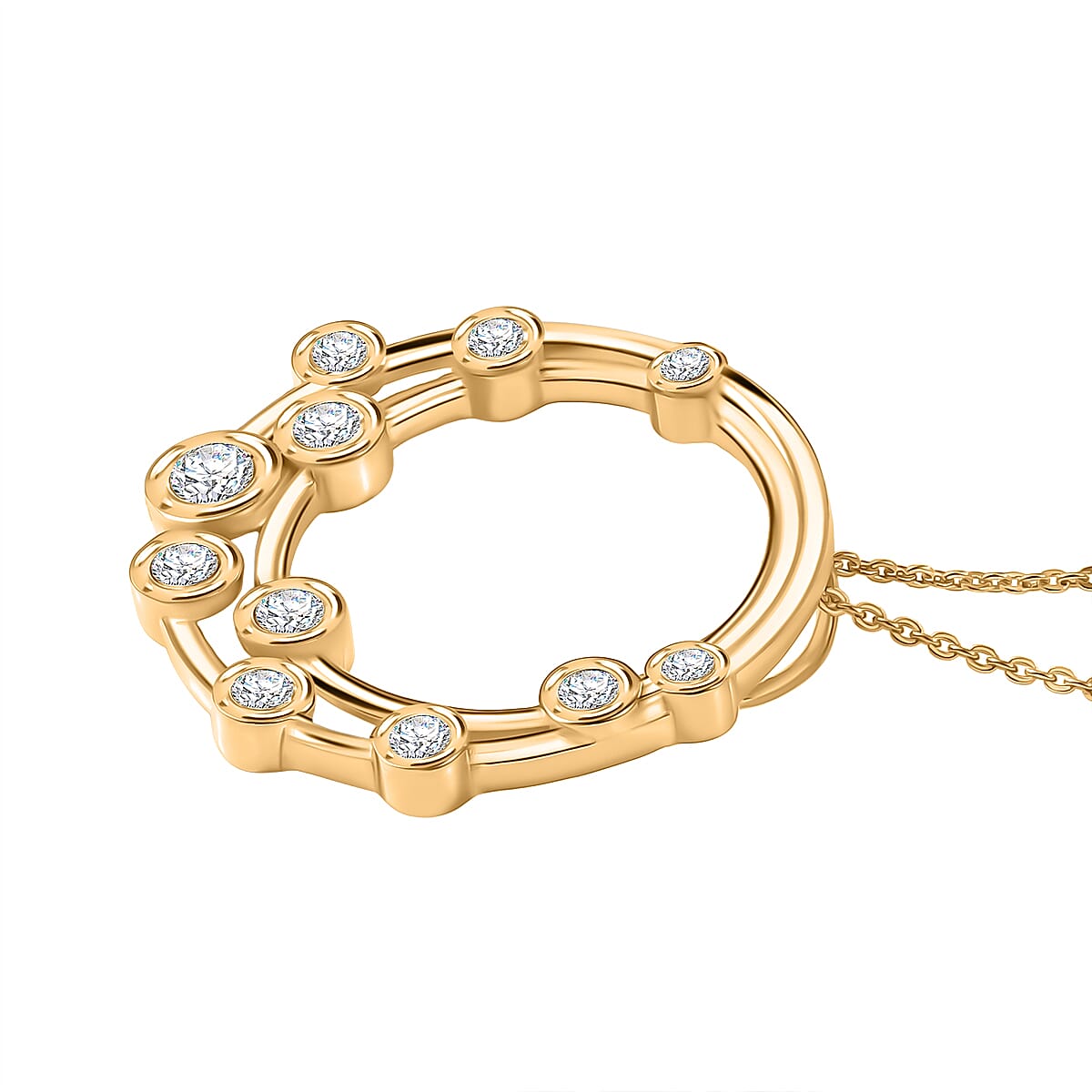 Moissanite Circle set(cp) in 18K Yellow Gold Sterling Silver V32563000 4