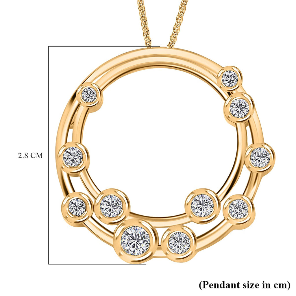 D'Joy Moissanite Pendant with Chain (Size - 20) in Yellow Gold Plated Sterling Silver