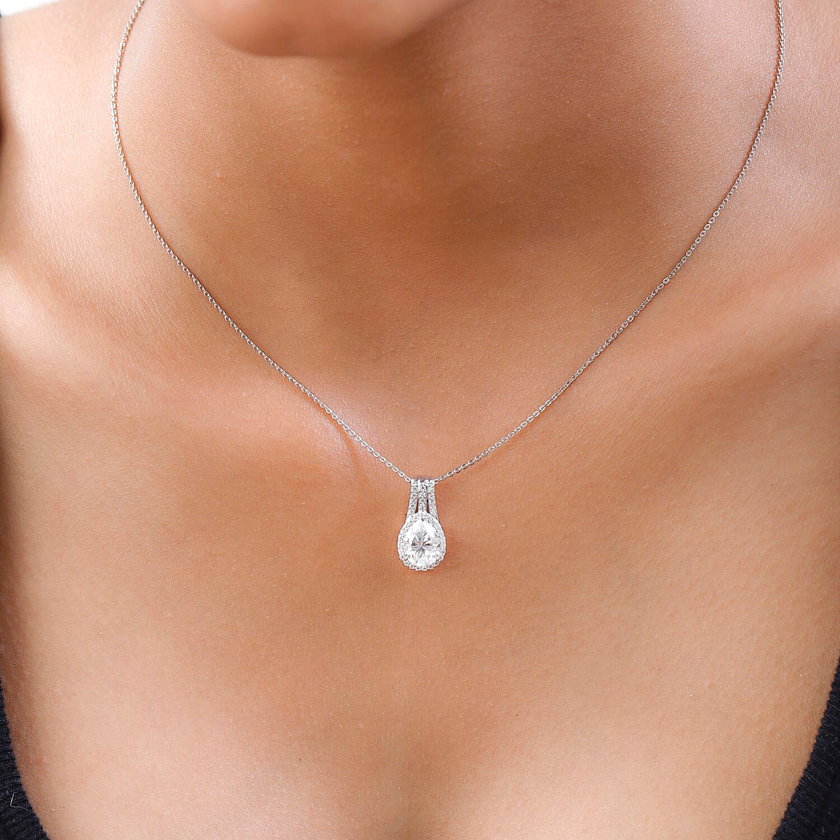 Moissanite Pendant with Chain (Size 20) in Platinum Overlay Sterling Silver 1.84 Ct. 4141221 2