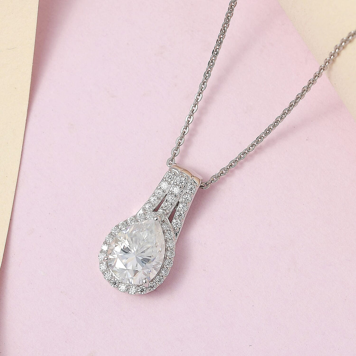 Moissanite Pendant with Chain (Size 20) in Platinum Overlay Sterling Silver 1.84 Ct. 4141221 3