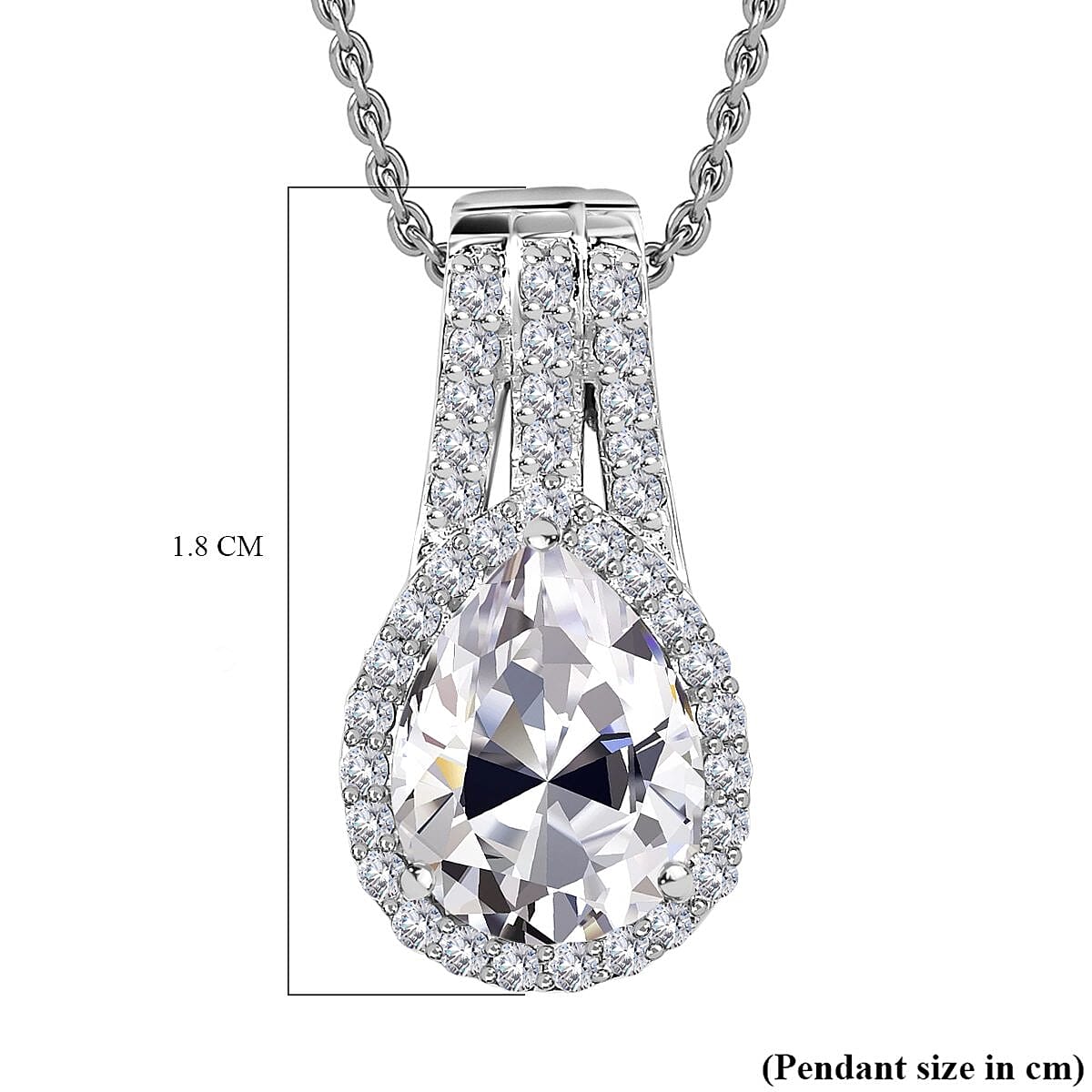 Moissanite Pendant with Chain (Size 20) in Platinum Overlay Sterling Silver 1.84 Ct. 4141221 7
