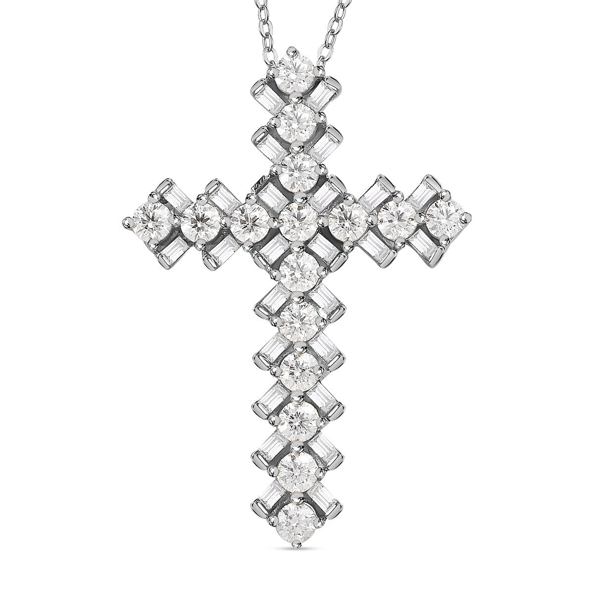 Moissanite Pendant with Chain (Size 20) in Platinum Overlay Sterling Silver 3.30 Ct 4156097 0