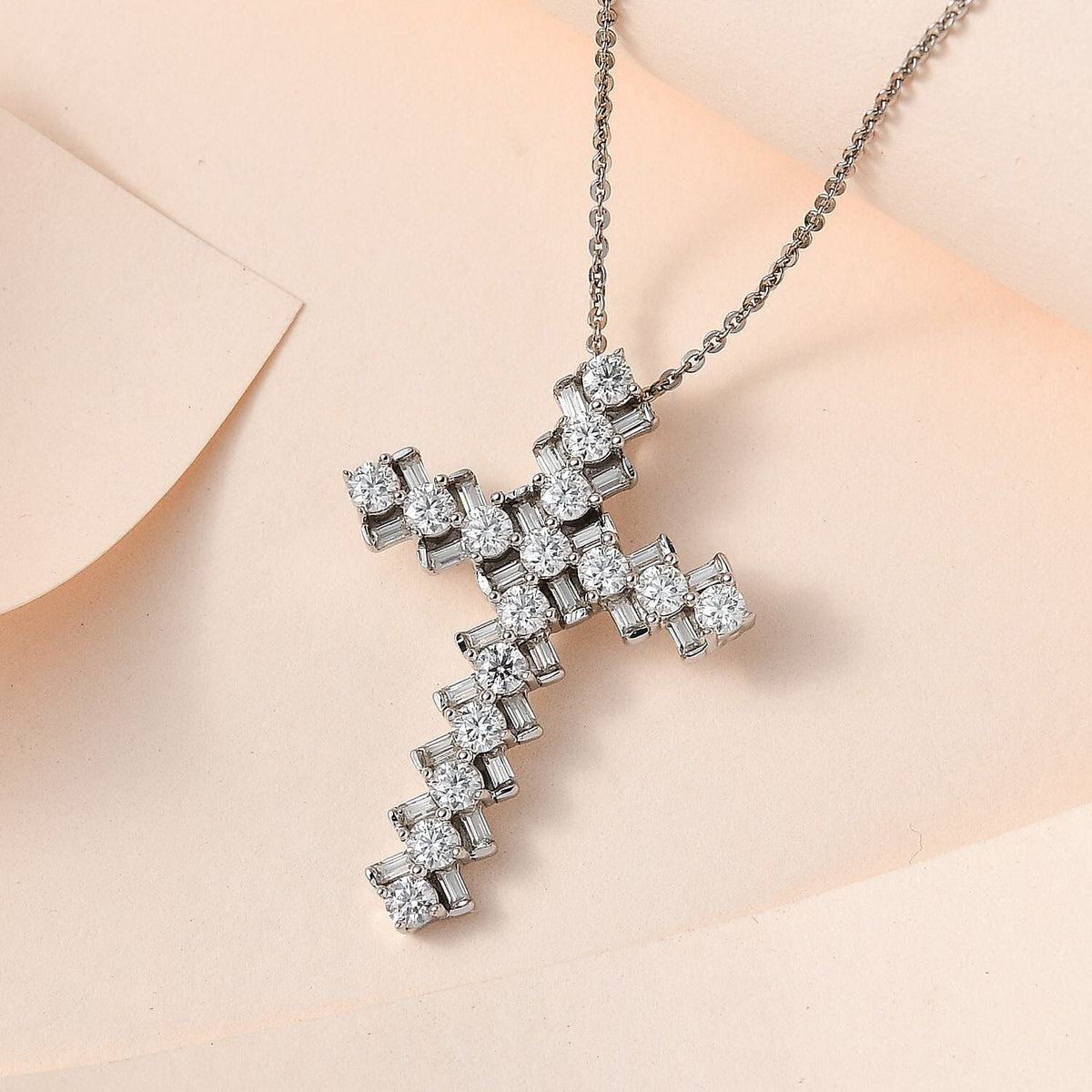 Moissanite Pendant with Chain (Size 20) in Platinum Overlay Sterling Silver 3.30 Ct 4156097 3