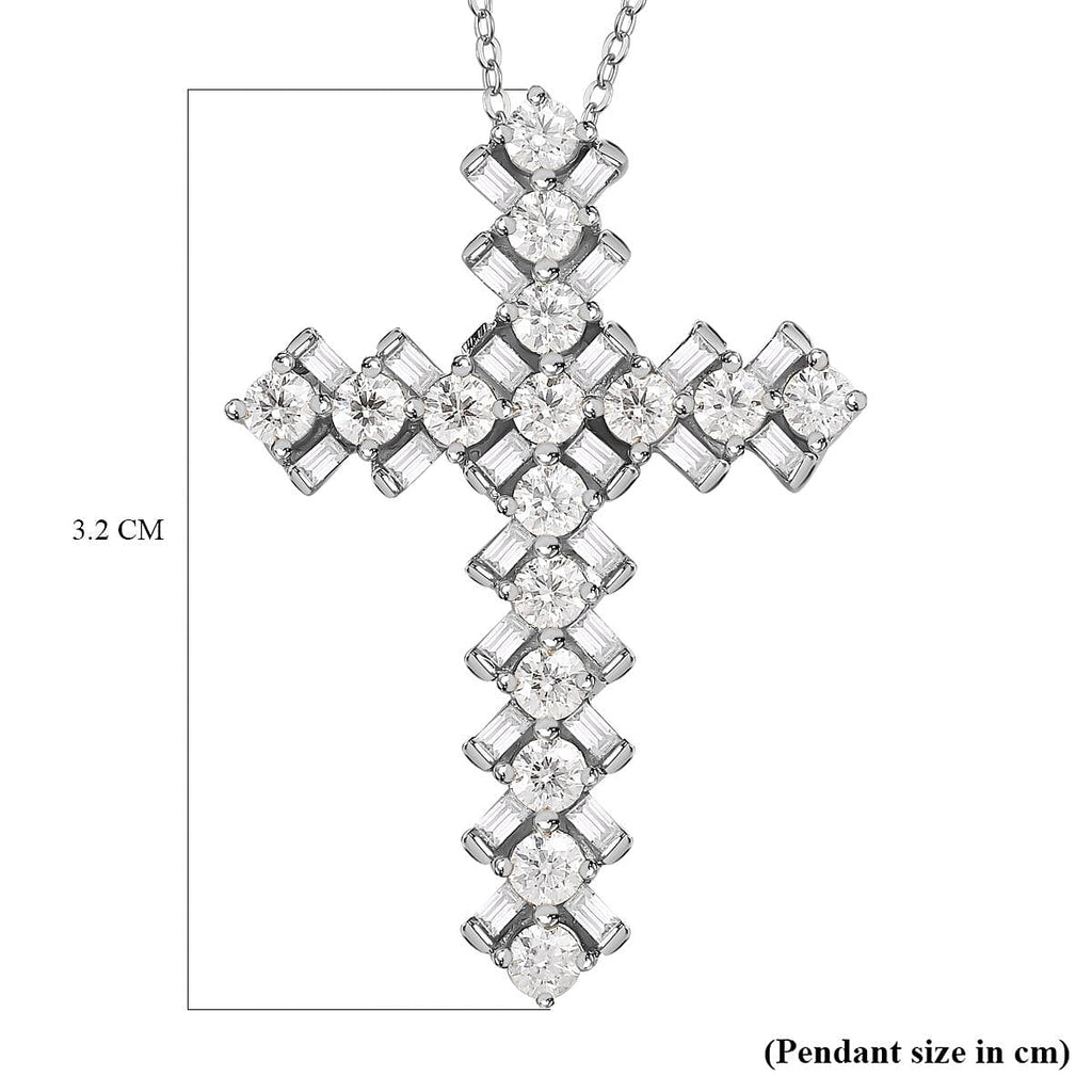 Moissanite Pendant with Chain (Size 20) in Platinum Overlay Sterling Silver 3.30 Ct