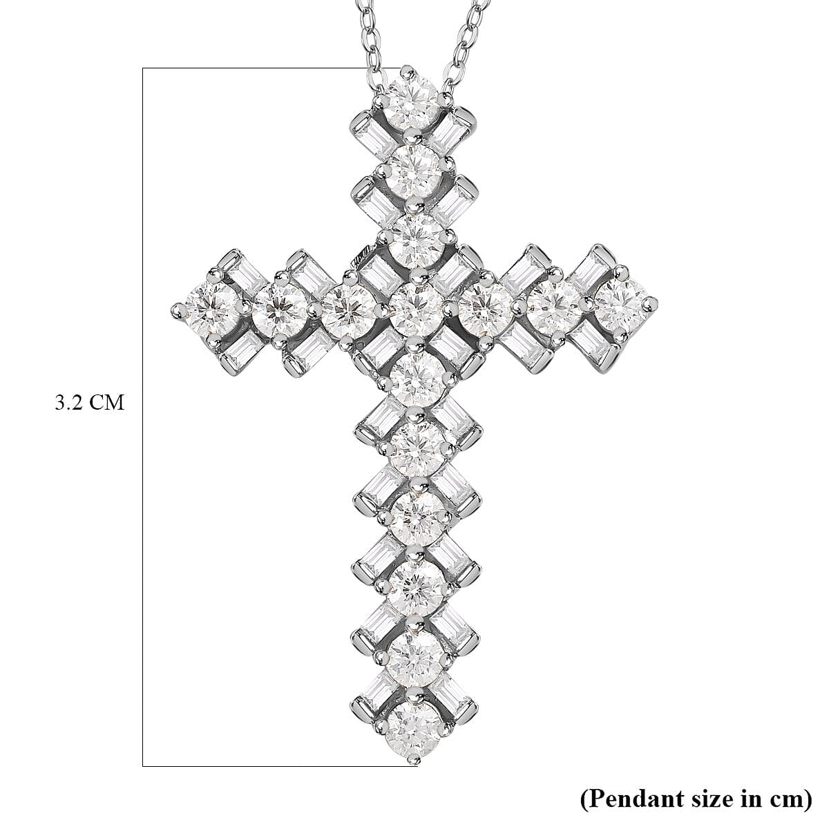 Moissanite Pendant with Chain (Size 20) in Platinum Overlay Sterling Silver 3.30 Ct 4156097 6