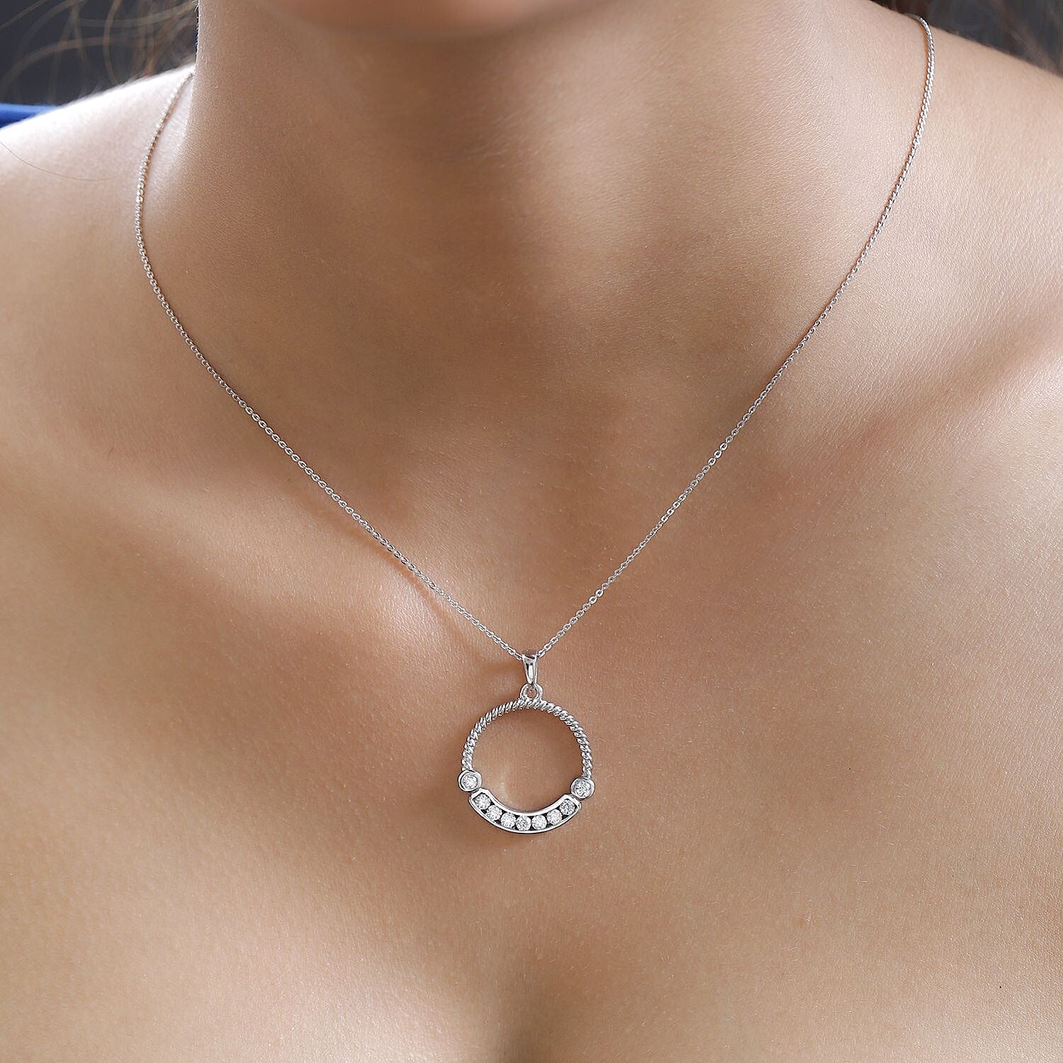 Moissanite Pendant with Chain (Size 20) in Platinum Overlay Sterling Silver 4157905 2