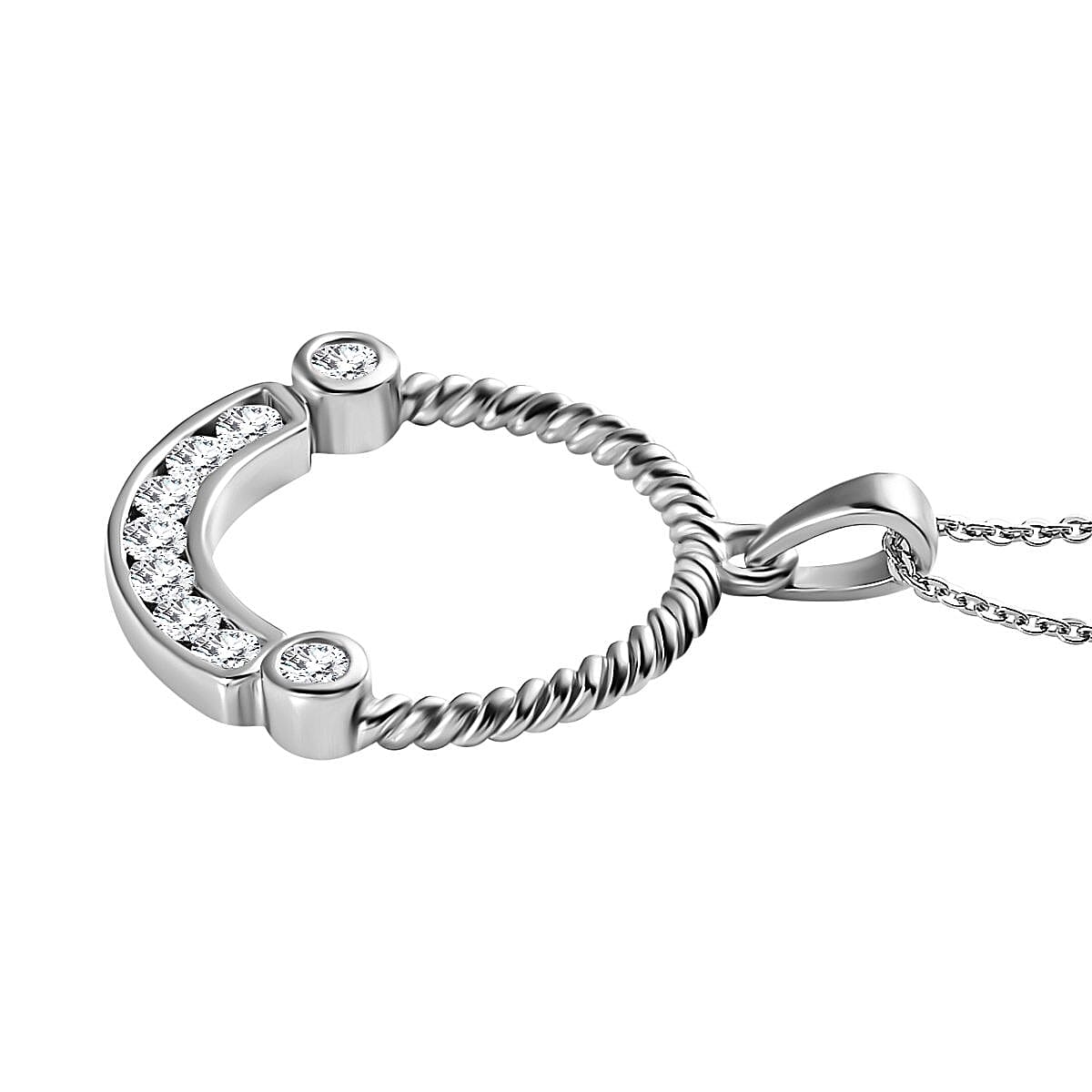 Moissanite Pendant with Chain (Size 20) in Platinum Overlay Sterling Silver 4157905 4