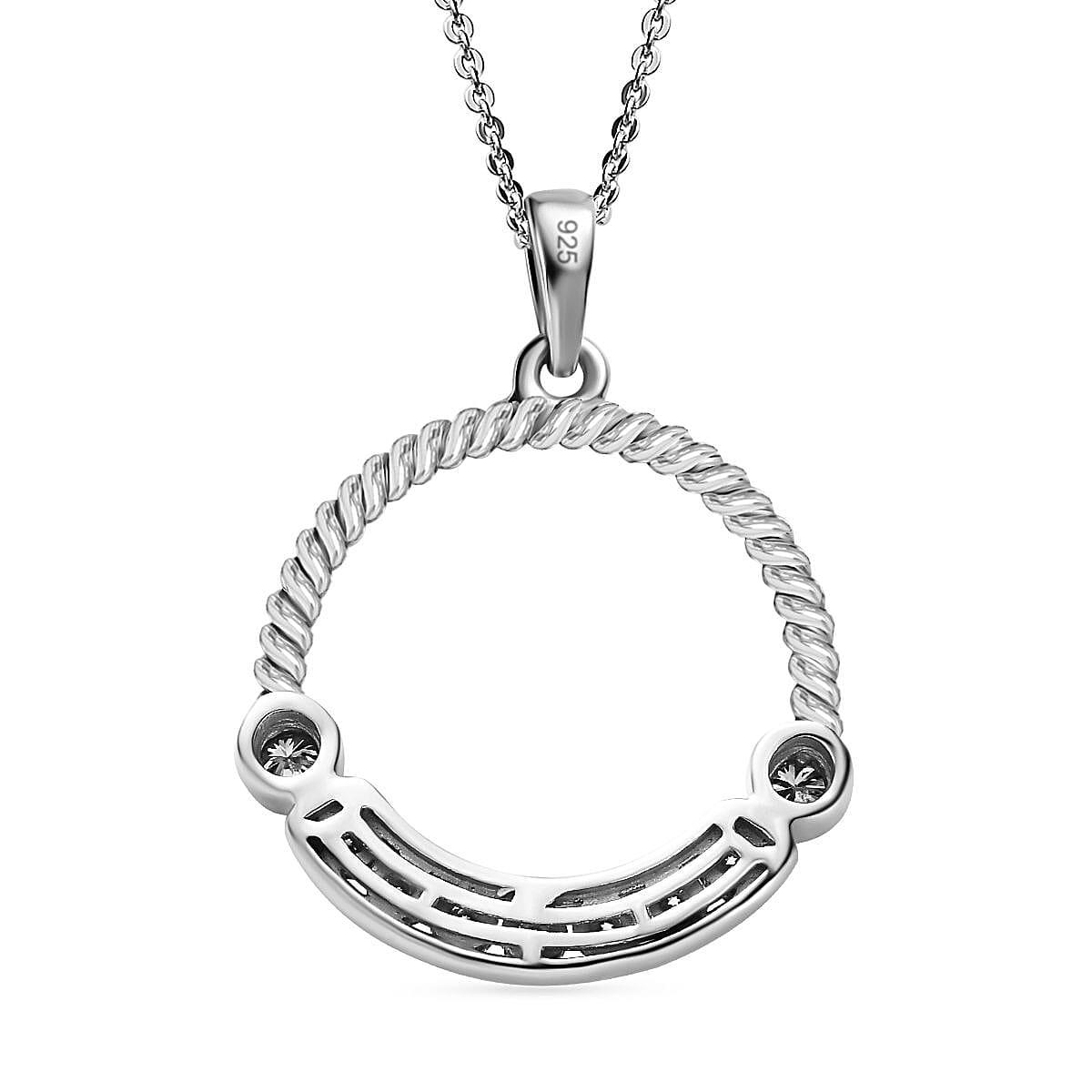 Moissanite Pendant with Chain (Size 20) in Platinum Overlay Sterling Silver 4157905 5