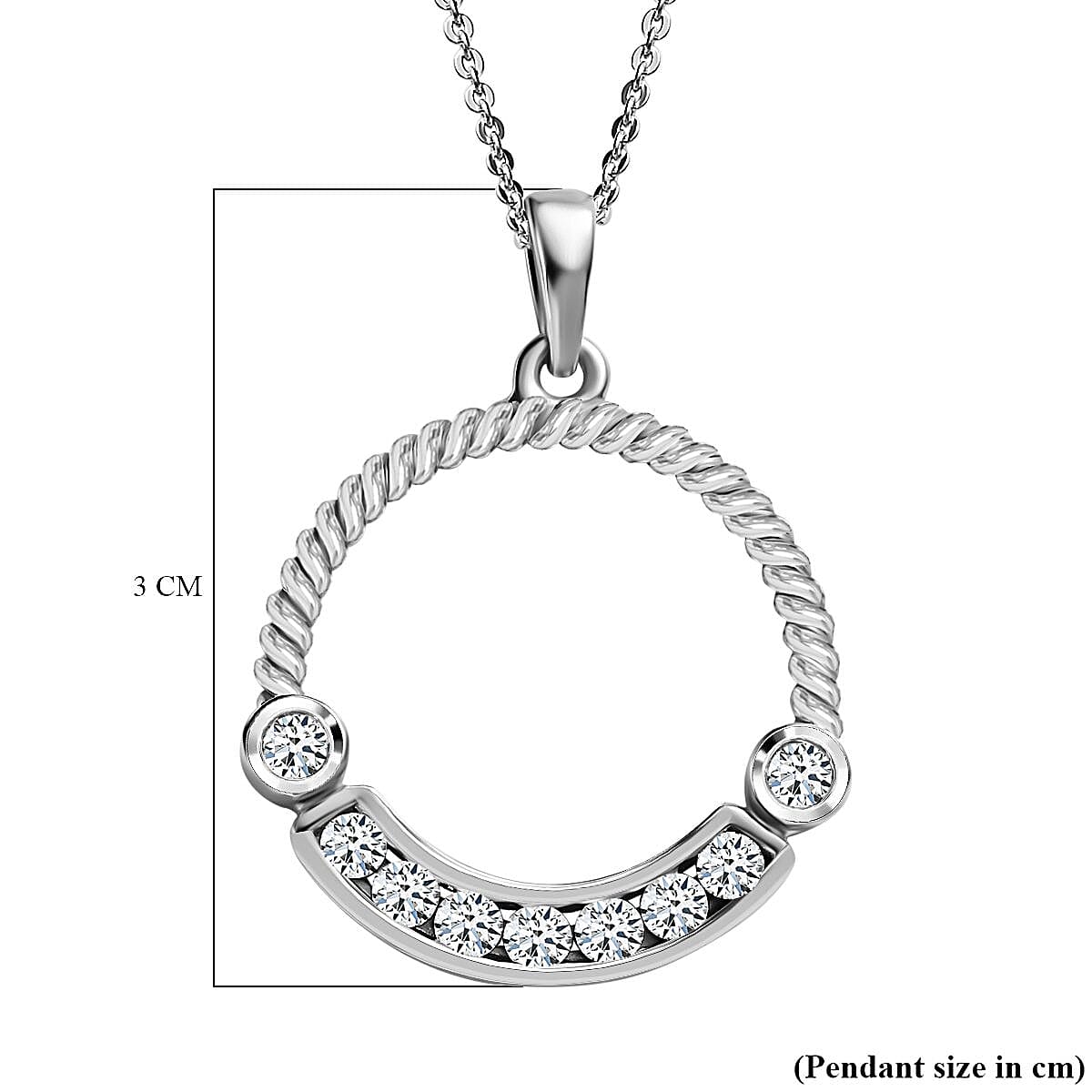 Moissanite Pendant with Chain (Size 20) in Platinum Overlay Sterling Silver 4157905 6