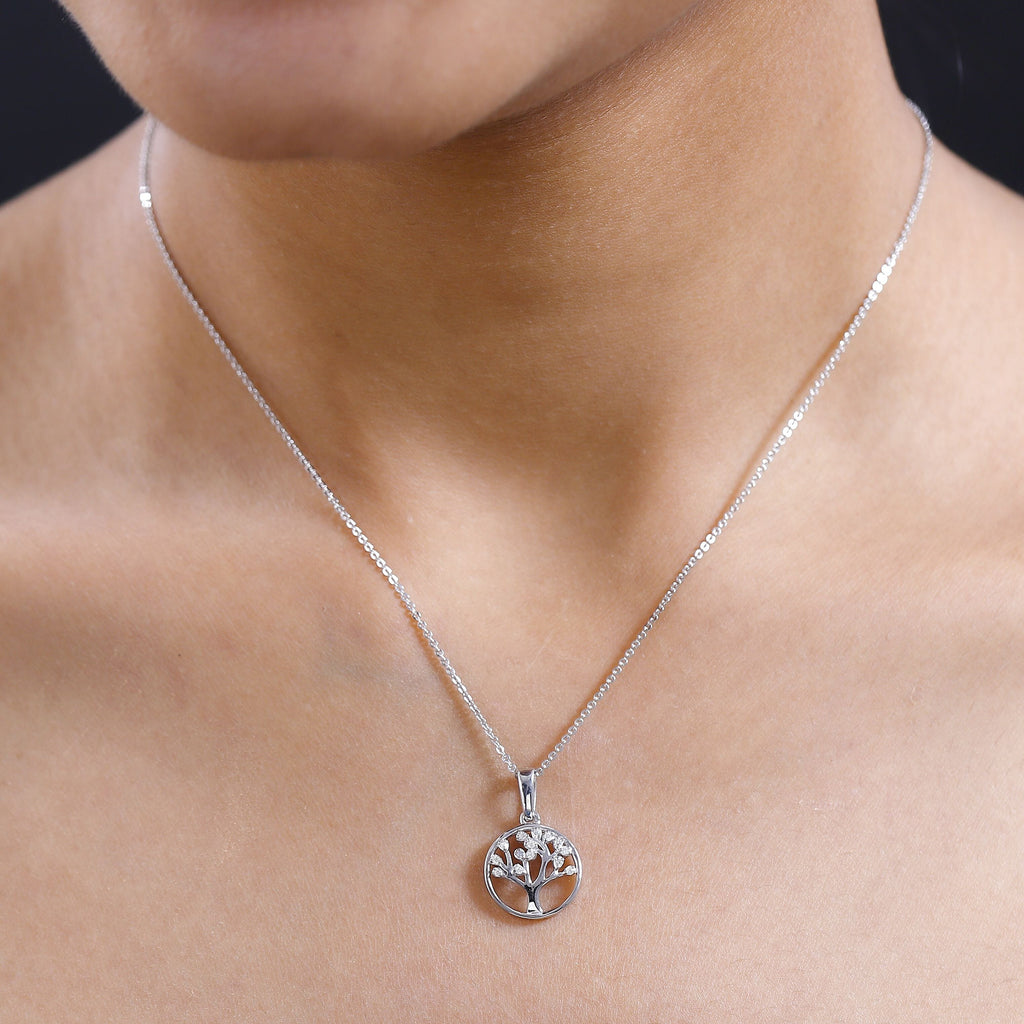 Moissanite Pendant with Chain (Size 20) in Platinum Overlay Sterling Silver