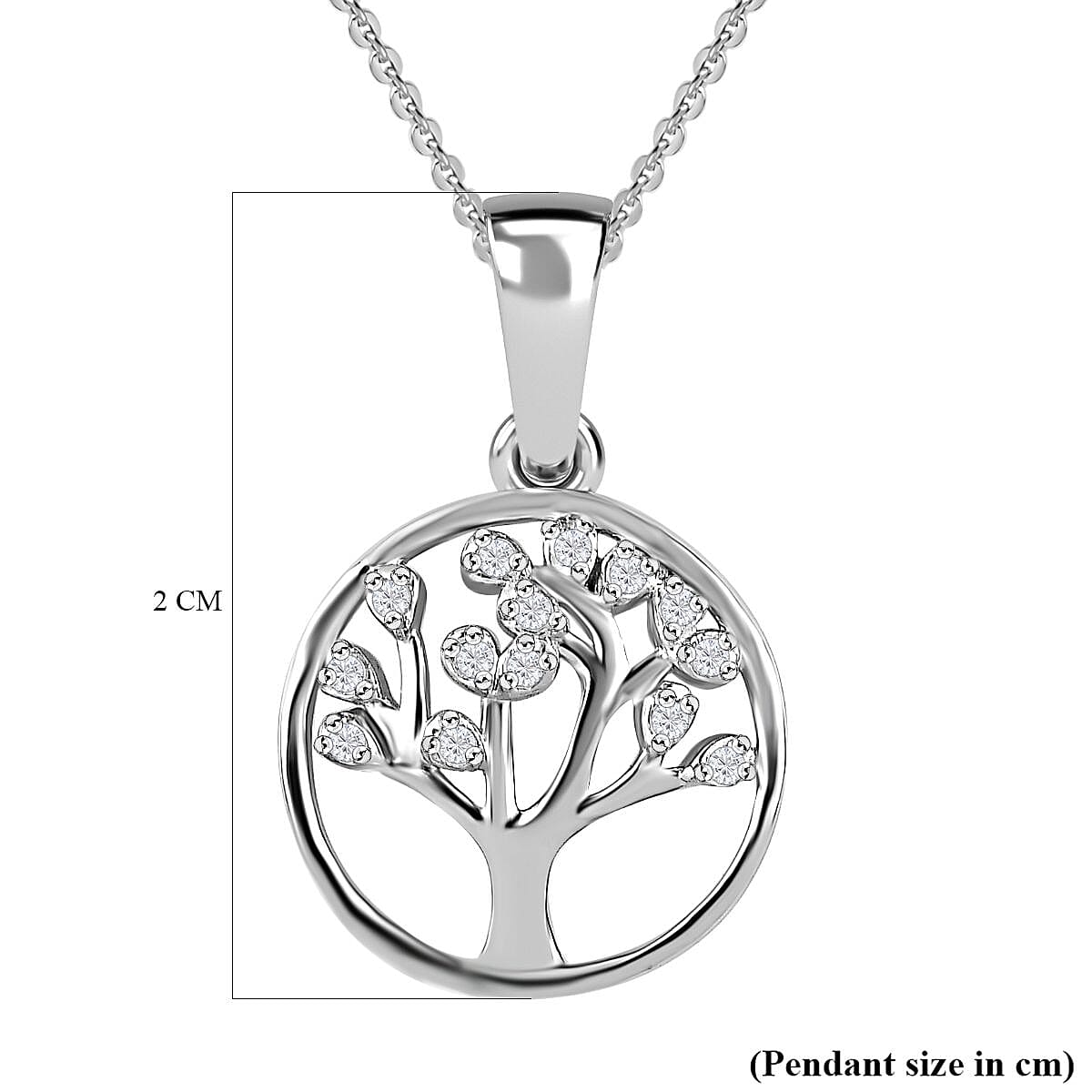 Moissanite Tree of Life Pendant with Chain (Size 20) in Platinum Overlay Sterling Silver 0.070 Ct. 4176822 7