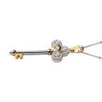 Moissanite Key Pendant with Chain (Size 20) in Platinum and 18K Vermeil Yellow Gold Plated Sterling Silver, Silver Wt. 5.09 Gms