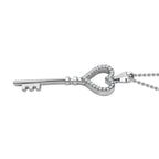 Moissanite Key Pendant with Chain (Size 20) in Platinum Overlay Sterling Silver