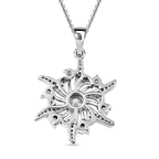 Moissanite Sun Burst Pendant with Chain (Size 20) in Platinum Overlay Sterling Silver, 5.10 GM