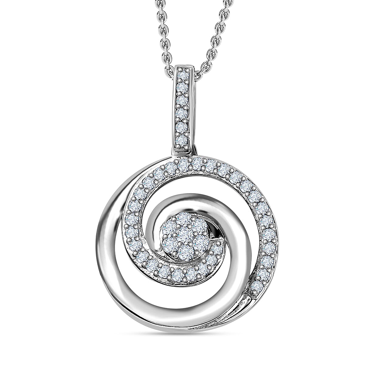 Moissanite Pendant with Chain (Size 20) in Platinum Overlay Sterling Silver, Silver Wt. 5.4 Gms 4211255 0