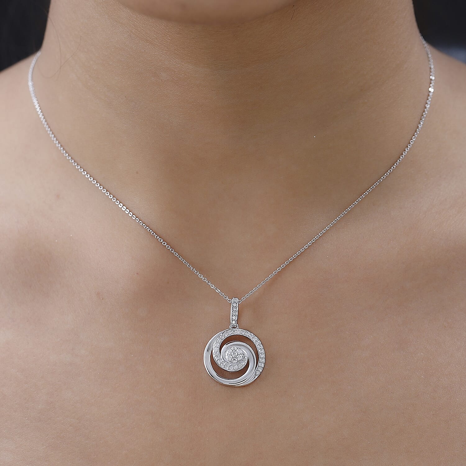 Moissanite Pendant with Chain (Size 20) in Platinum Overlay Sterling Silver, Silver Wt. 5.4 Gms 4211255 1