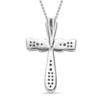 Moissanite Cross Pendant with Chain (Size 20) in Platinum Overlay Sterling Silver