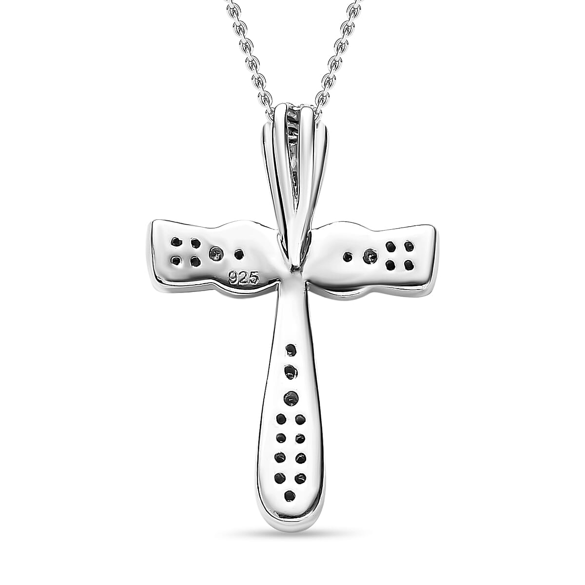 Moissanite Cross Pendant with Chain (Size 20) in Platinum Overlay Sterling Silver 4219082 5
