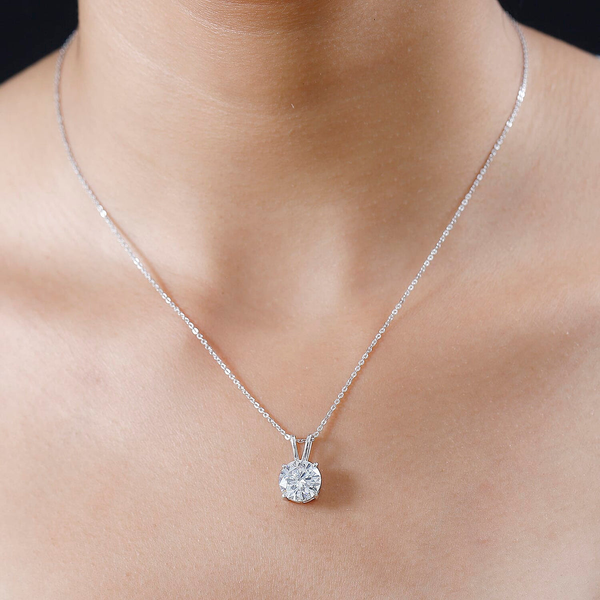 2 Ct. Moissanite Pendant Necklace pendant in Platinum Sterling Silver 4247961 2