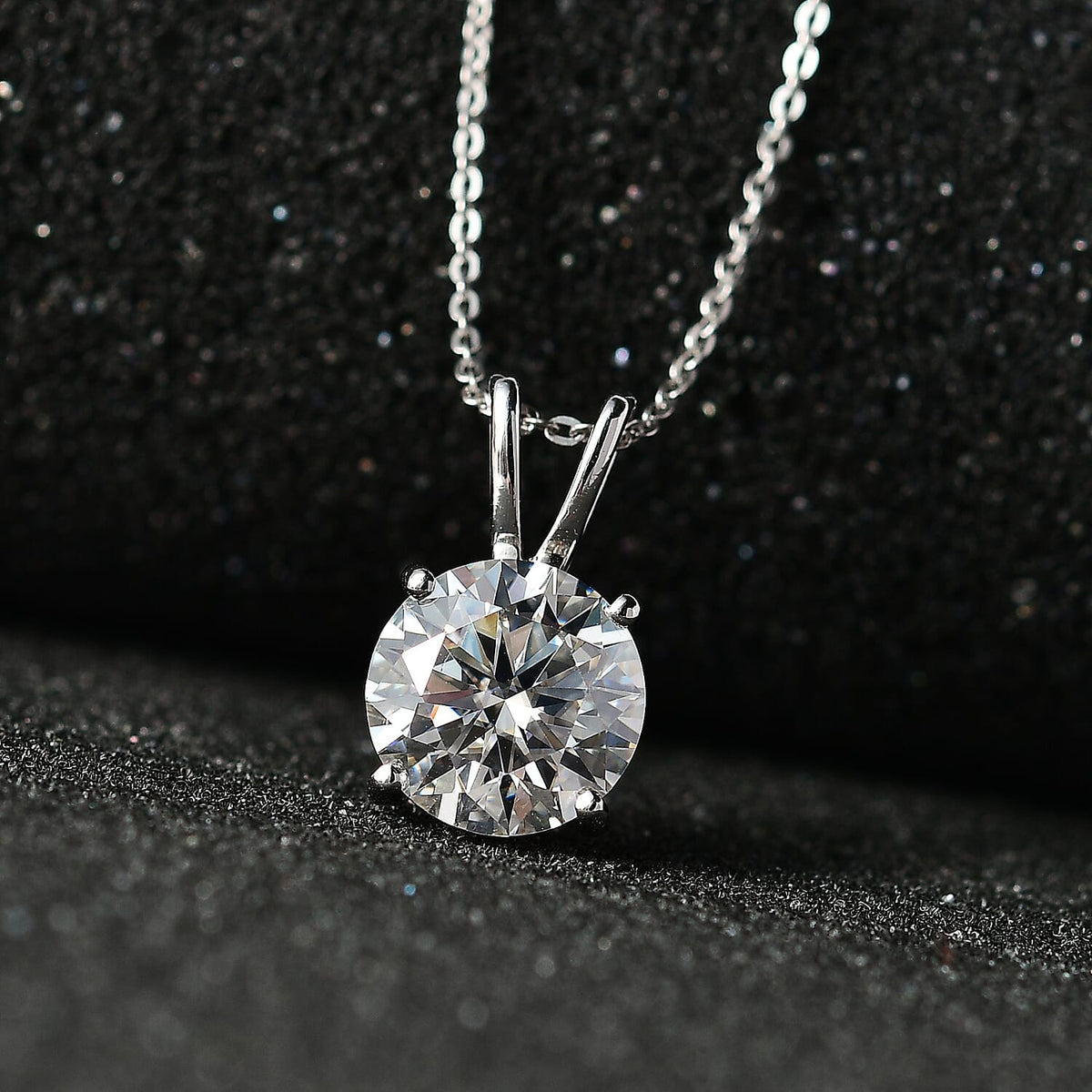 2 Ct. Moissanite Pendant Necklace pendant in Platinum Sterling Silver 4247961 3