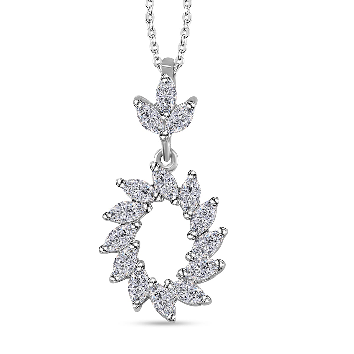Moissanite Pendant with Chain (Size 20) in Platinum Overlay Sterling Silver 1.00 Ct. 4248813 0