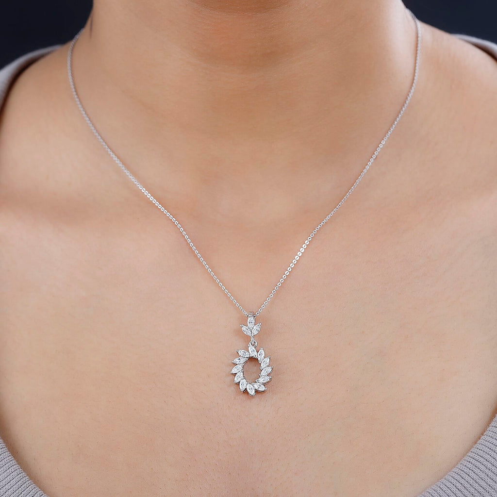Moissanite Pendant with Chain (Size 20) in Platinum Overlay Sterling Silver 1.00 Ct.