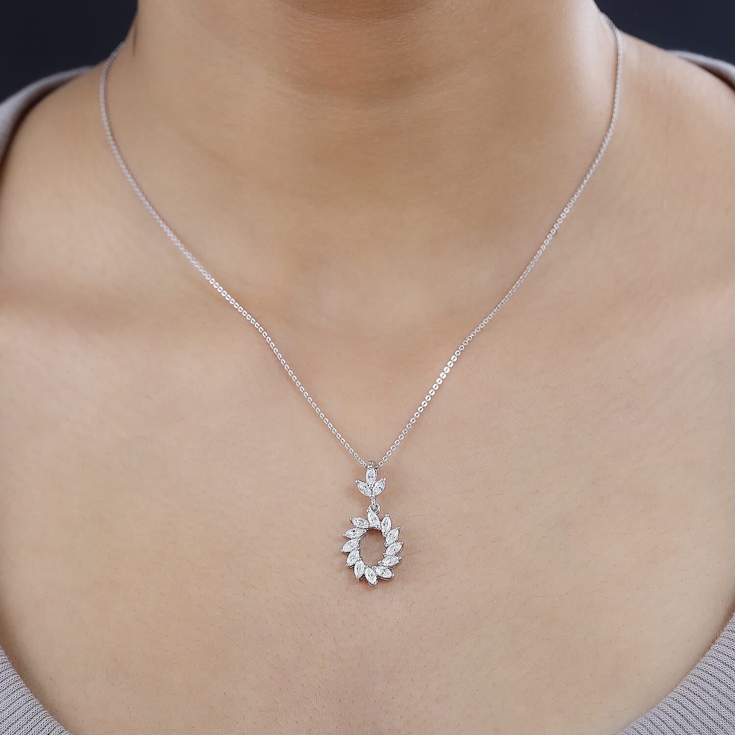 Moissanite Pendant with Chain (Size 20) in Platinum Overlay Sterling Silver 1.00 Ct. 4248813 1