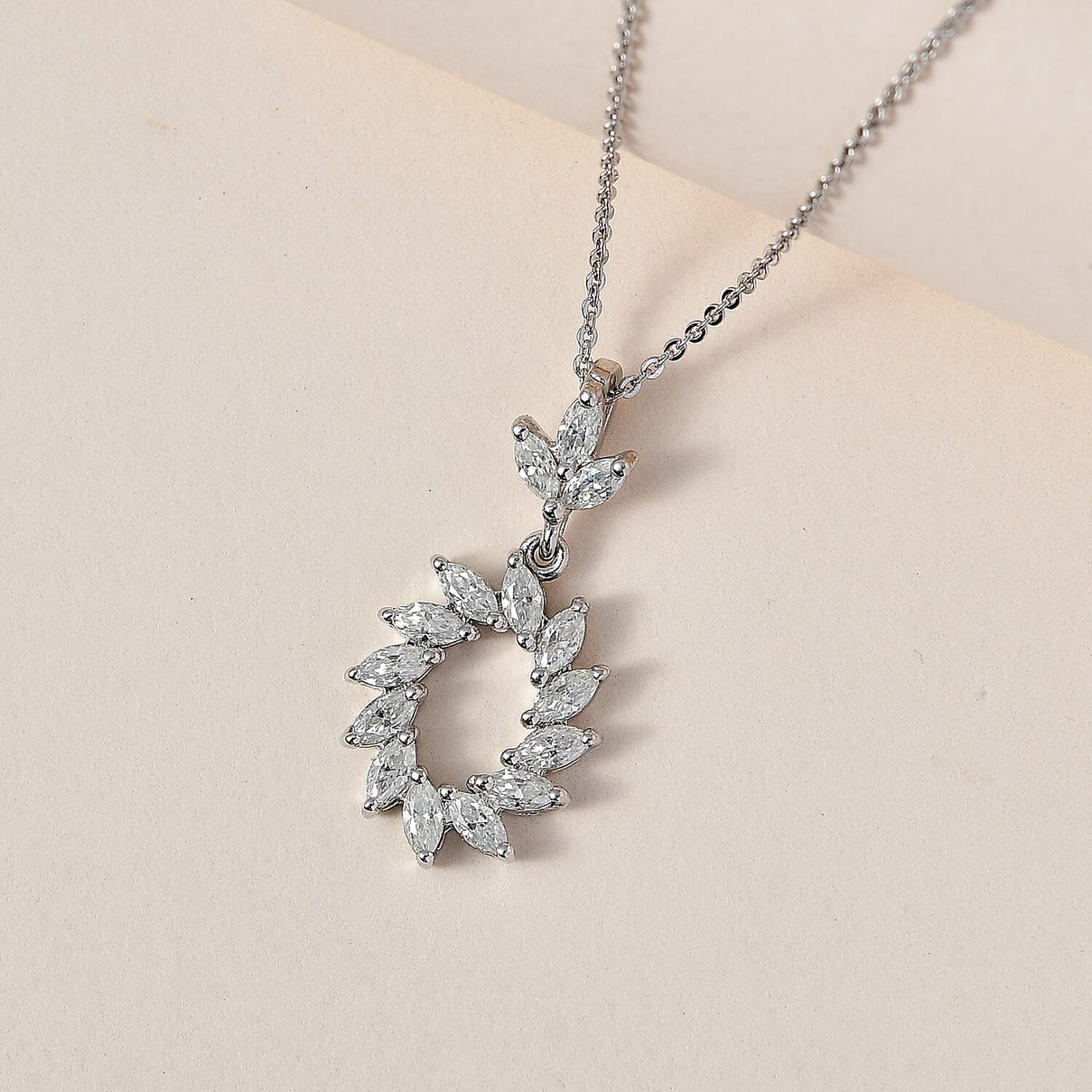 Moissanite Pendant with Chain (Size 20) in Platinum Overlay Sterling Silver 1.00 Ct. 4248813 2