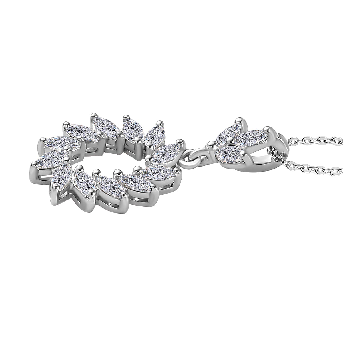 Moissanite Pendant with Chain (Size 20) in Platinum Overlay Sterling Silver 1.00 Ct. 4248813 4