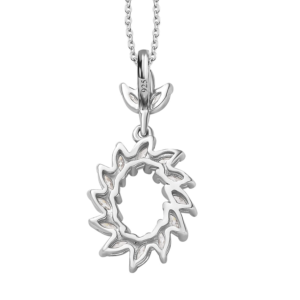 Moissanite Pendant with Chain (Size 20) in Platinum Overlay Sterling Silver 1.00 Ct.