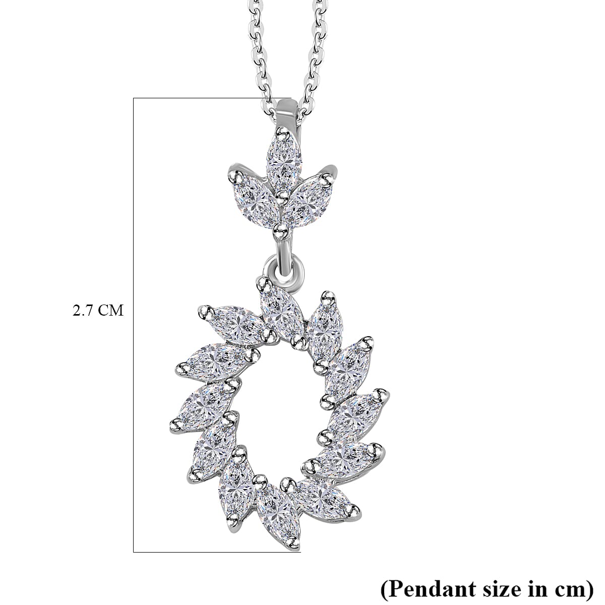 Moissanite Pendant with Chain (Size 20) in Platinum Overlay Sterling Silver 1.00 Ct. 4248813 7